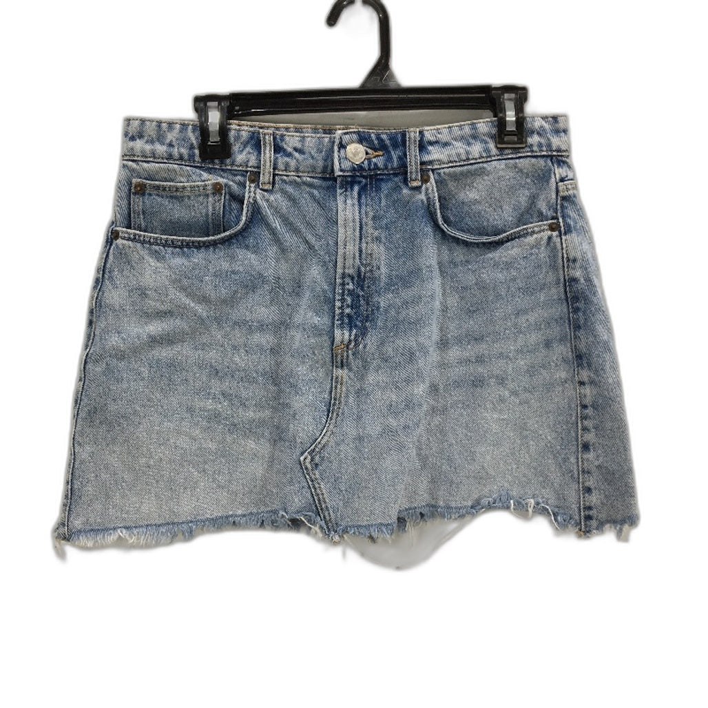 Zara Mid Blue Wash Raw Hem 100% Denim Mini Skirt Ladies Size Large