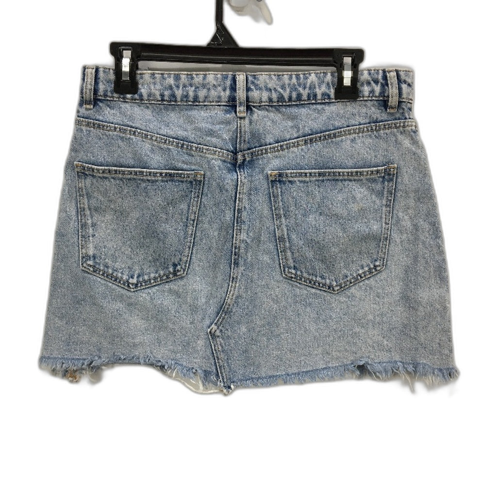 Zara Mid Blue Wash Raw Hem 100% Denim Mini Skirt Ladies Size Large