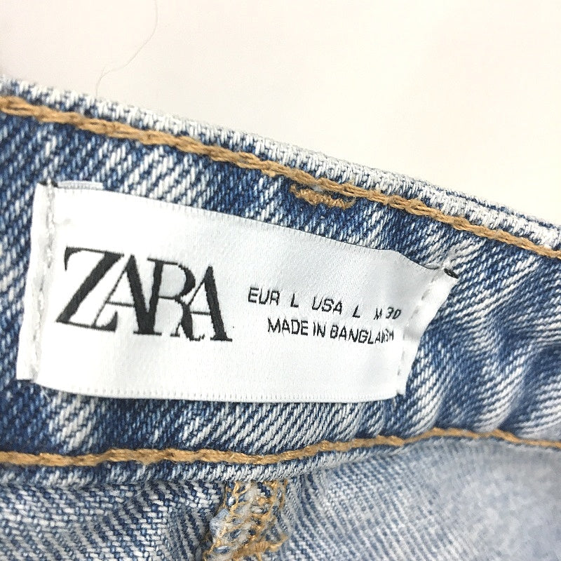 Zara Mid Blue Wash Raw Hem 100% Denim Mini Skirt Ladies Size Large