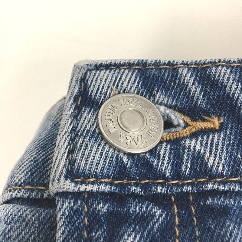 Zara Mid Blue Wash Raw Hem 100% Denim Mini Skirt Ladies Size Large