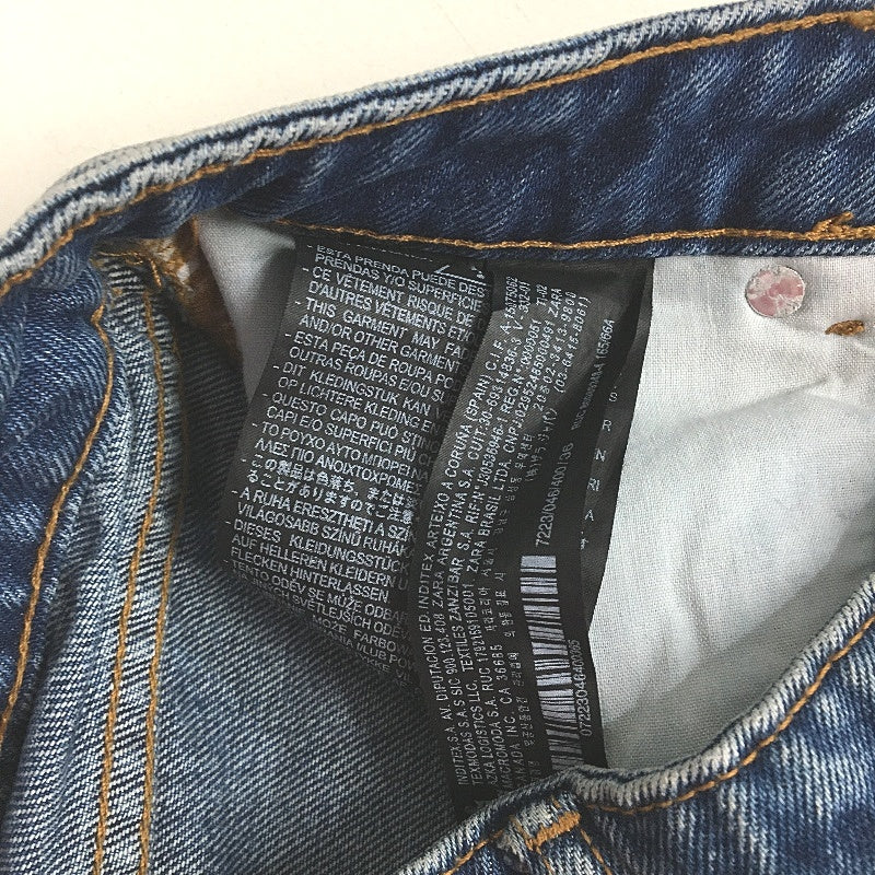 Zara 100% Cotton Blue Raw Hem High Waist Denim Shorts Ladies Size EUR 36 US 4