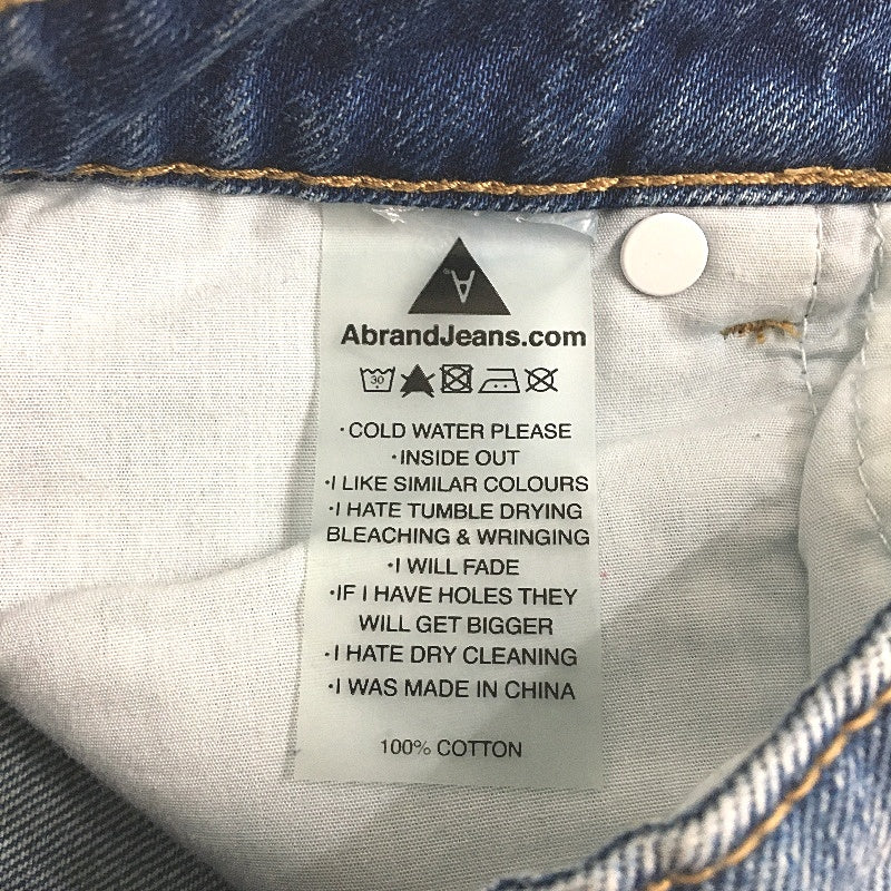 Abrand Jeans Blue Wash Raw Hem 100% Denim Mini Skirt Ladies Size 9 / 27