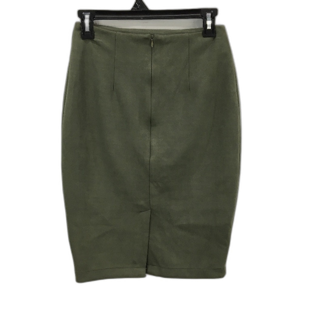 Tussah Olive Green Soft Suede Feel Zip Up Knee Length Skirt Ladies Size 8