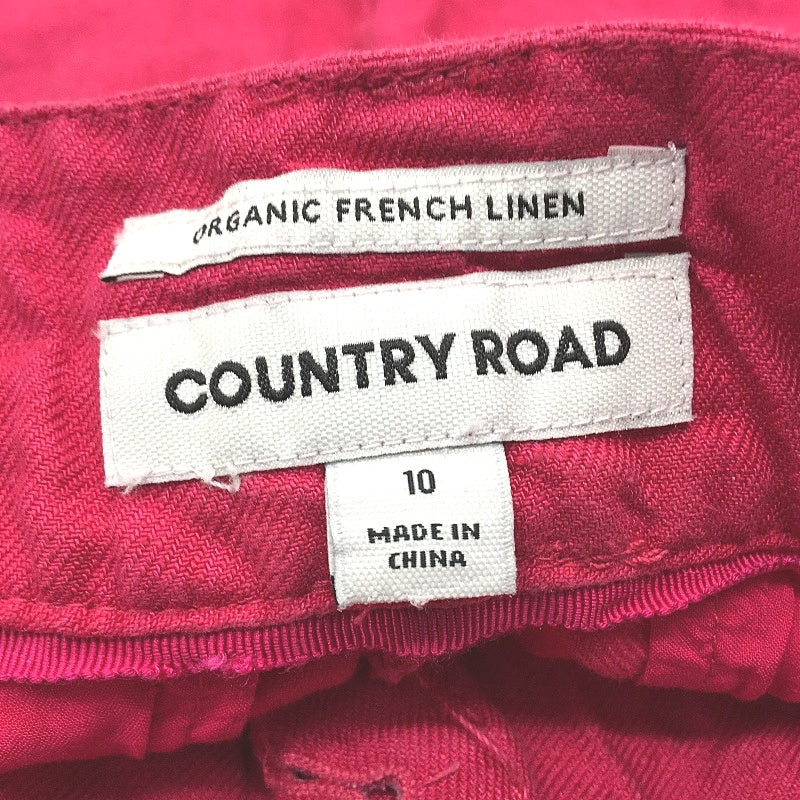 Country Road Organic French Linen Hot Pink Summer Shorts Ladies Size 10