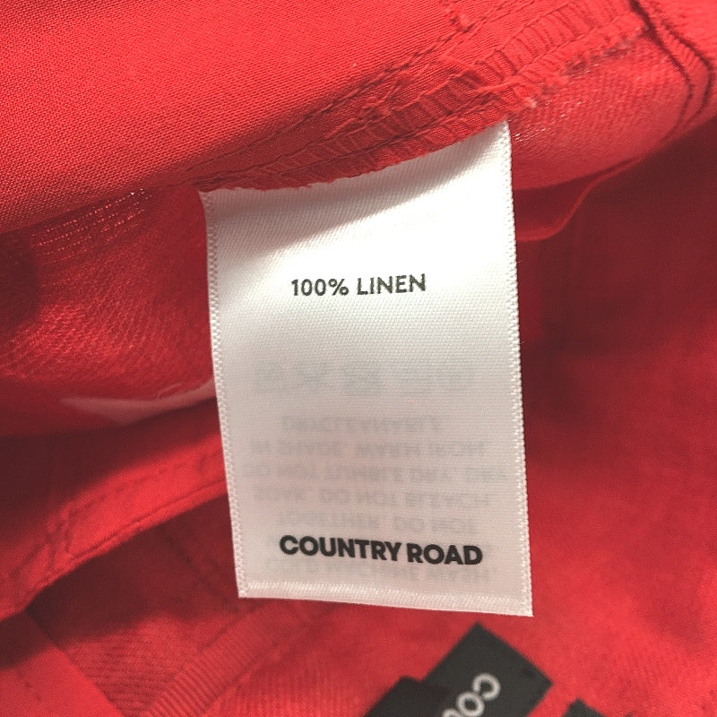 Country Road Organic French Linen Red Front Pocket Dress Shorts Ladies Size 10