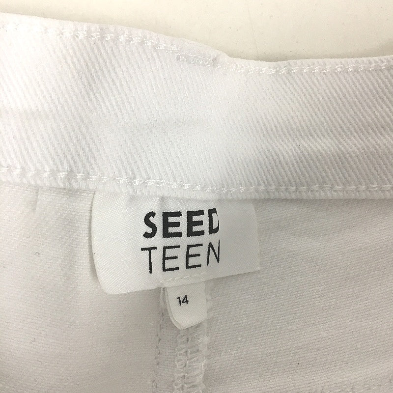 Seed Teen White Denim Cuffed Hem High Waisted Shorts TEENS Size 14