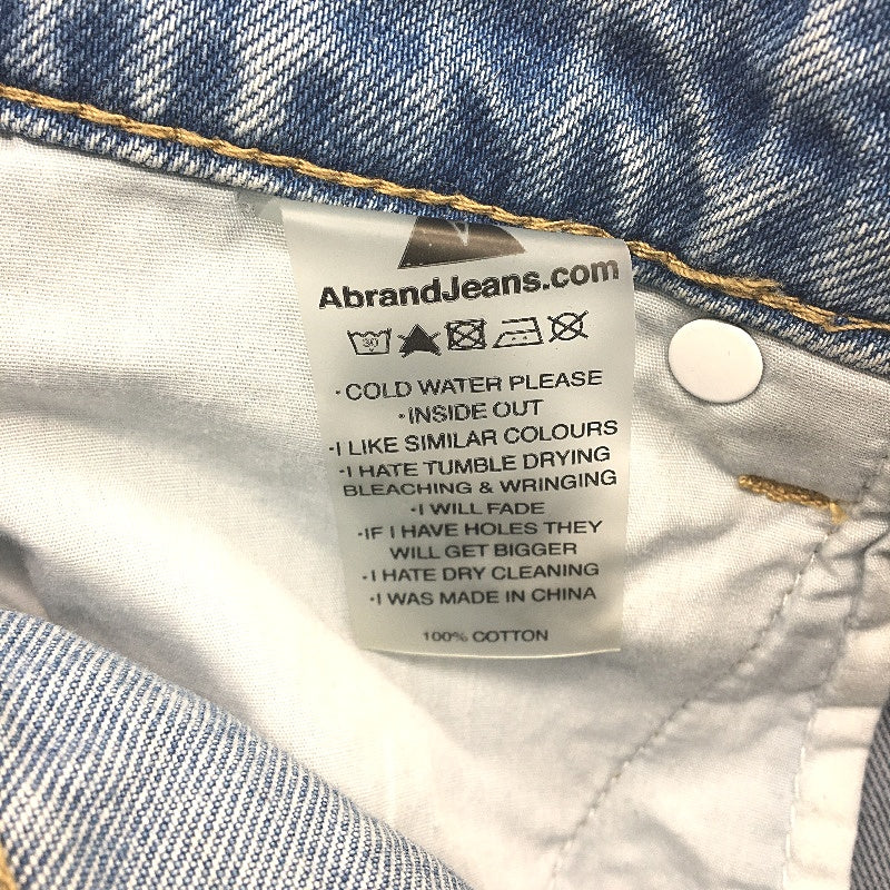 Abrand Jeans Raw Hem 100% Cotton Mid Blue Denim Shorts Ladies Size 8 / 27