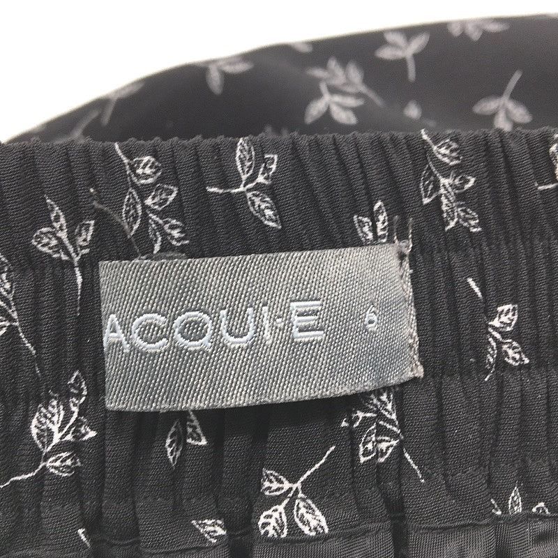 Jacqui E Black With White Leaf Elastic Waist 3/4 Length Pants Ladies Size 6