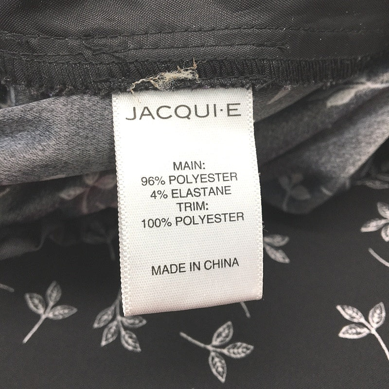 Jacqui E Black With White Leaf Elastic Waist 3/4 Length Pants Ladies Size 6