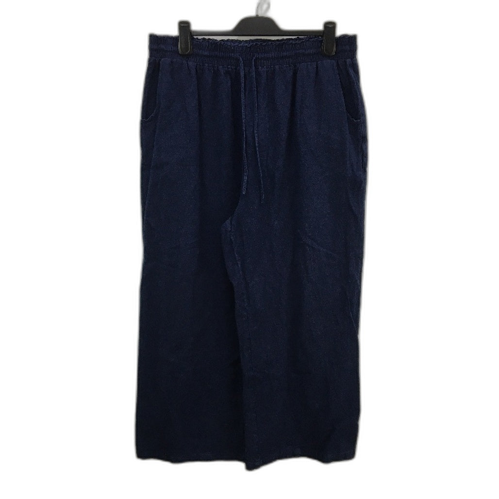 Sass Navy Blue Elastic Drawstring Waist Cotton Blend Casual Pants Size 18