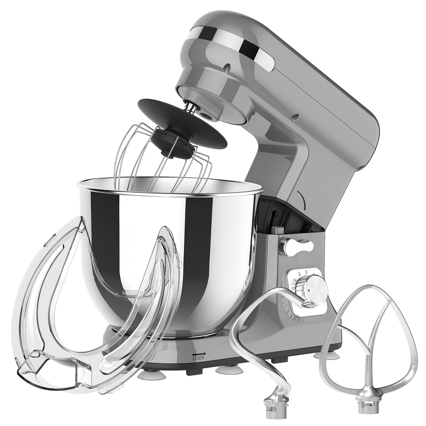 6.5L Grey Electric Stand Mixer with 6-Speed and Dough Hook Online AU