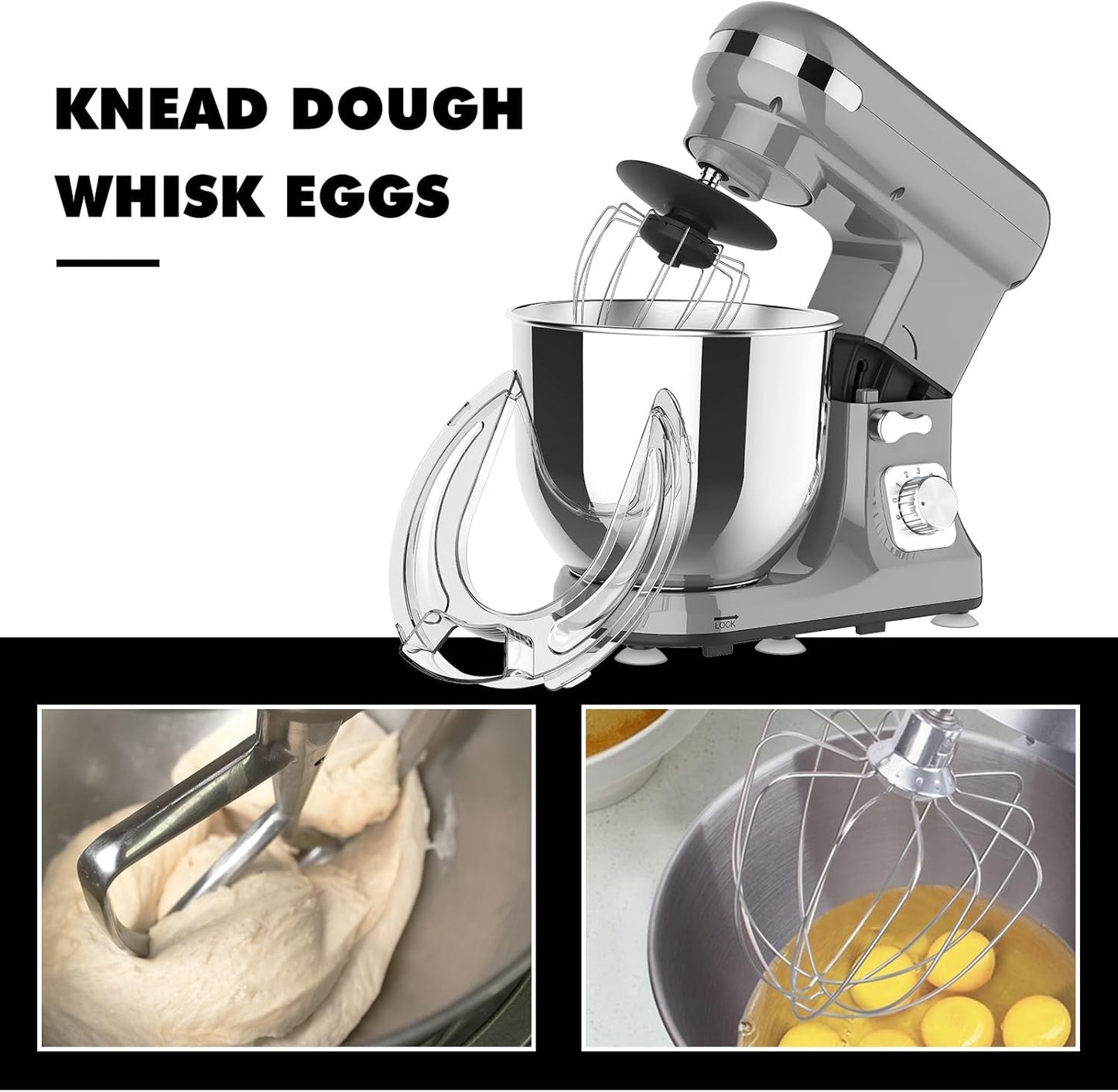 6.5L Grey Electric Stand Mixer with 6-Speed and Dough Hook Online AU