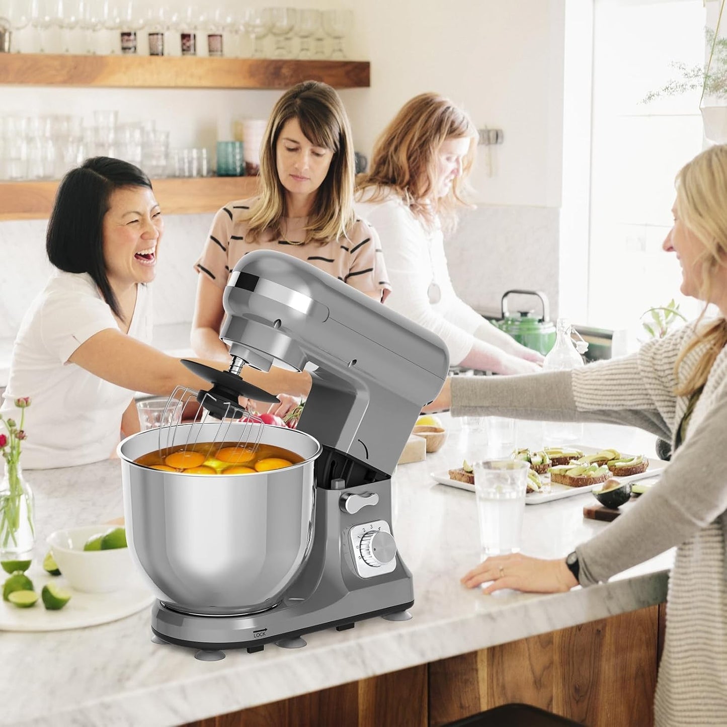 6.5L Grey Electric Stand Mixer with 6-Speed and Dough Hook Online AU