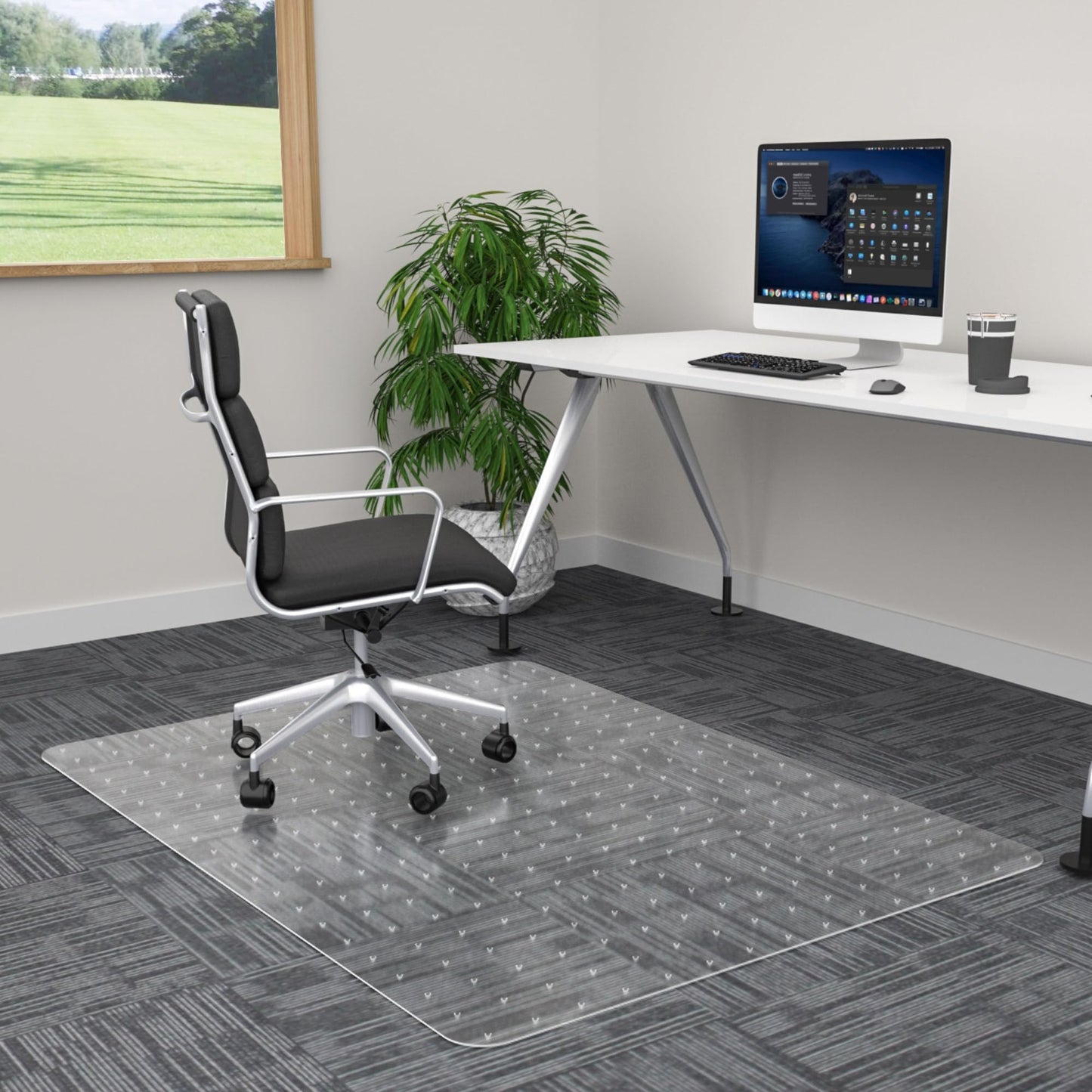 BVIMON Large Pink Carpet Office Chair Mat 120x90cm for Low-Pile Floors AU