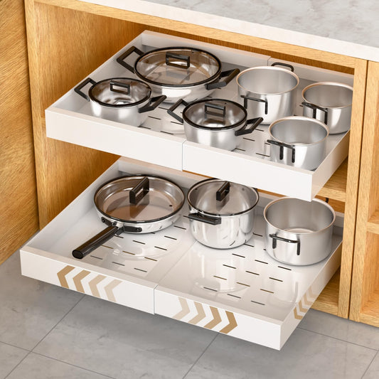 FLSEPAMB 2 Pack Pull Out Drawers for Kitchen Cabinets with Adhesive Film AU