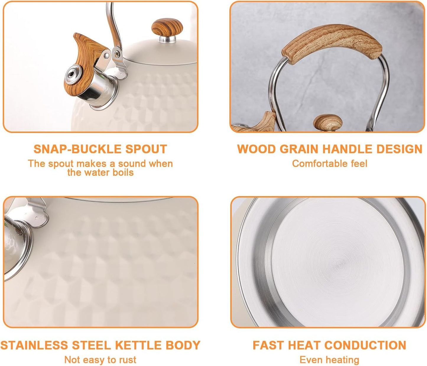 Ruyihoff Whistling Kettle 3L Stainless Steel Teapot for Home Kitchen AU