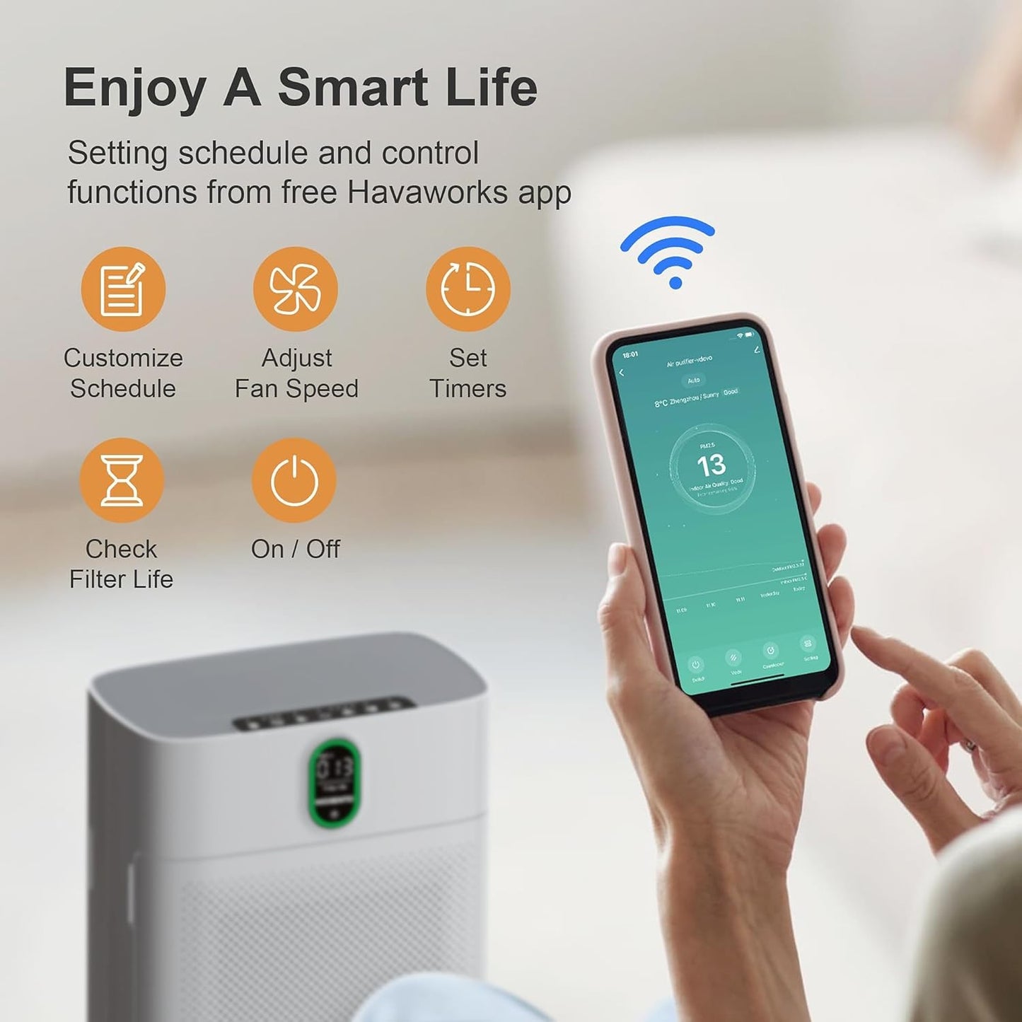 MORENTO Smart Air Purifier for Home with HEPA Filter and Wi-Fi Online Australia
