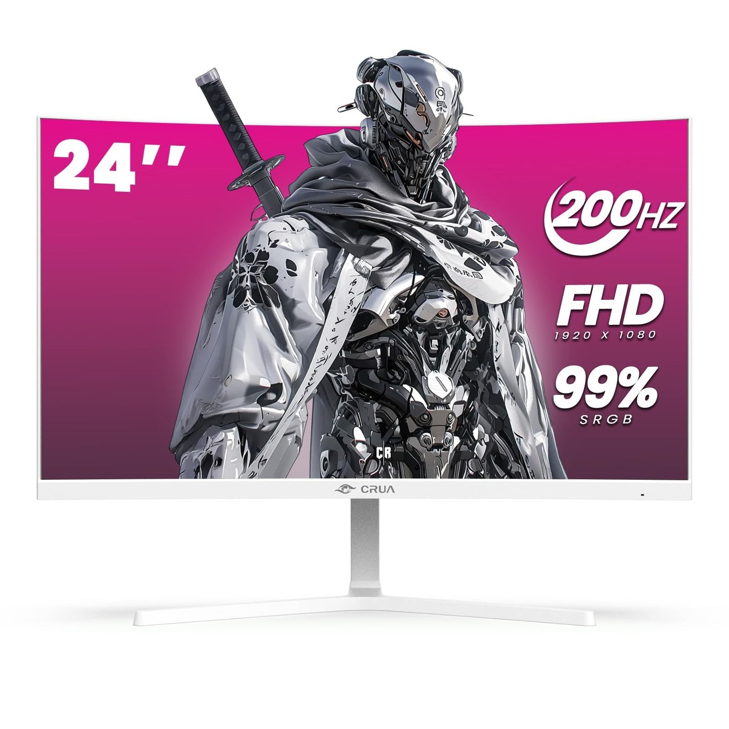 CRUA 24" Curved Gaming Monitor FHD 200Hz with FreeSync & Blue Light Filter AU