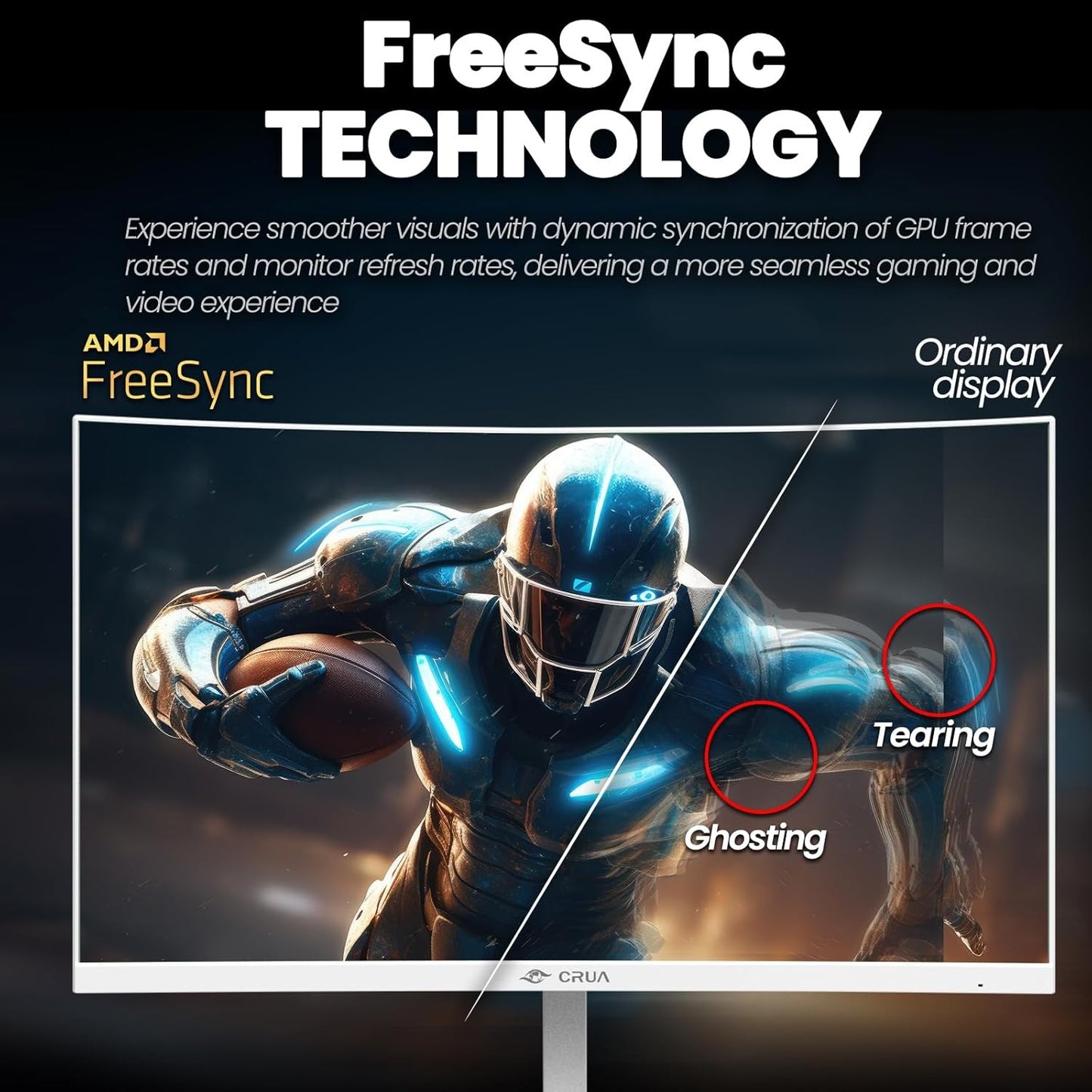 CRUA 24" Curved Gaming Monitor FHD 200Hz with FreeSync & Blue Light Filter AU