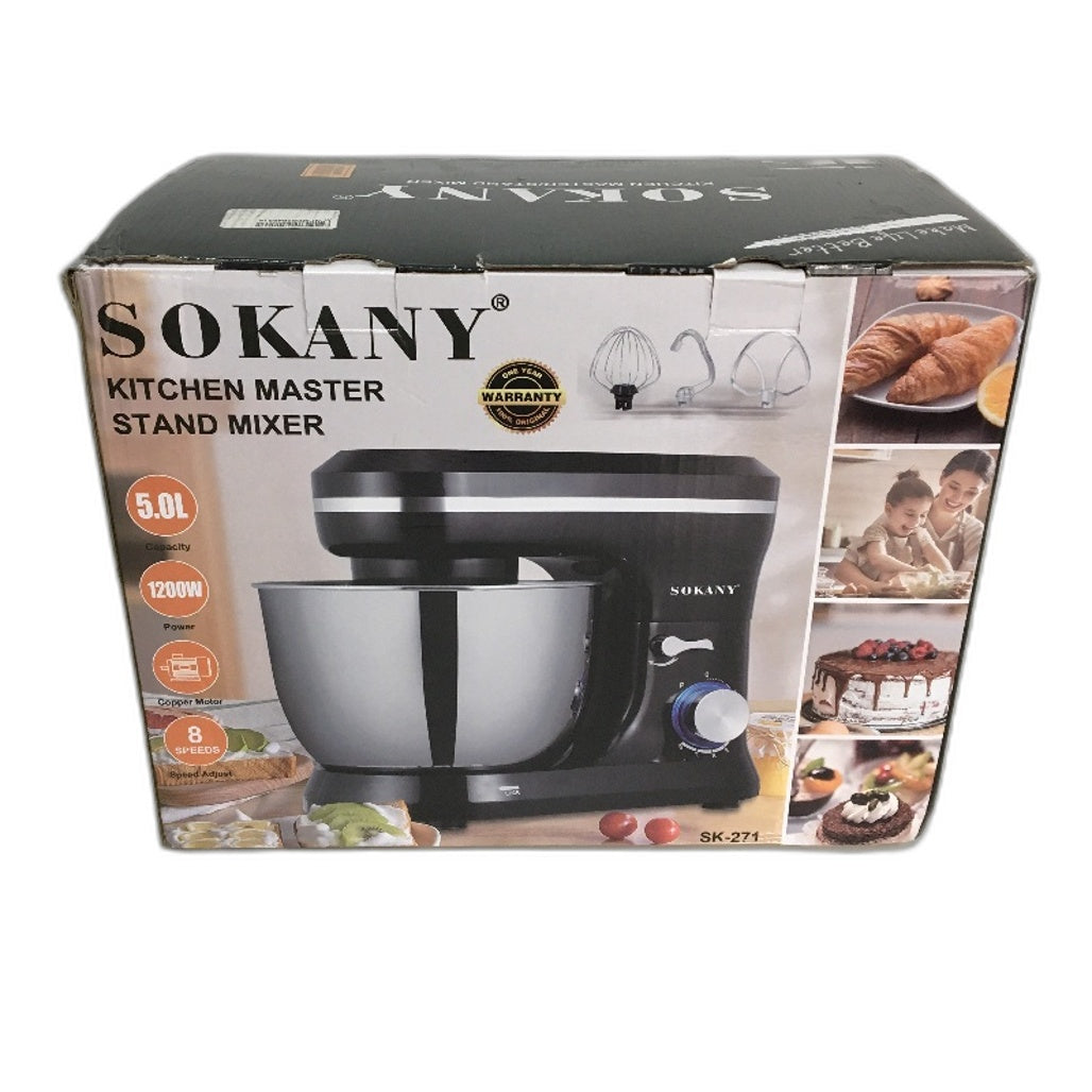 Sokany Kitchen Master Stand Mixer 5L Capacity 1200W Copper Motor 8 Speeds SK-271