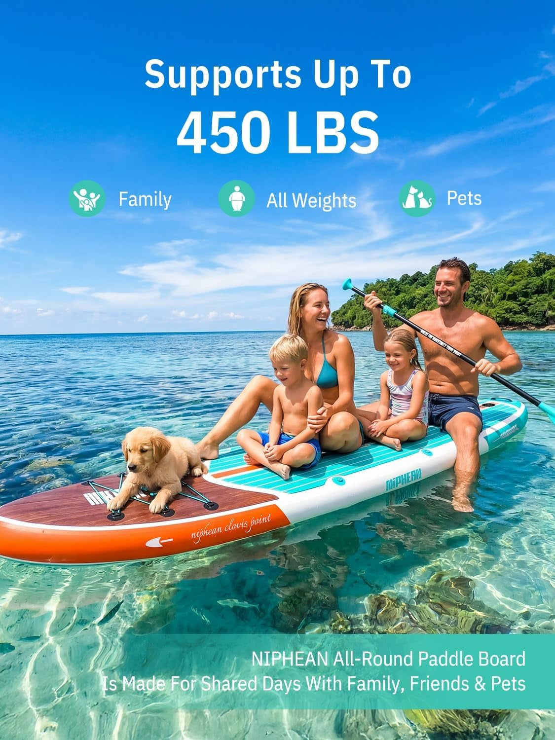 Niphean Inflatable Stand Up Paddle Board with Anti-Slip Deck Heritage Wood AU