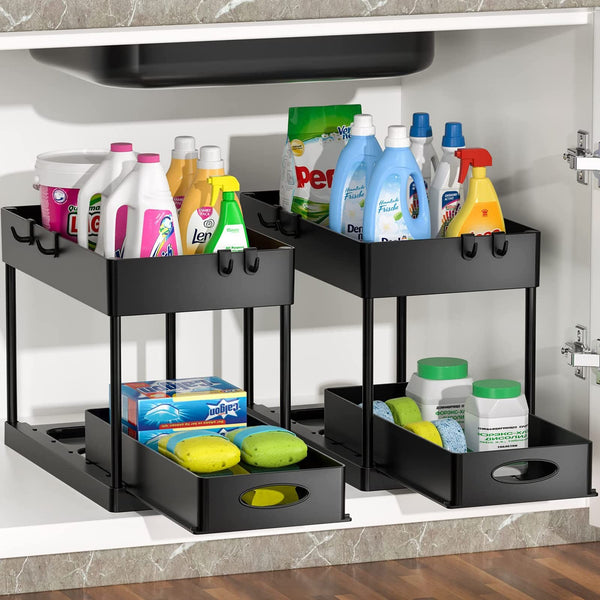 Wuciray Under Sink Organizer Storage 2-Pack with Sliding Drawer for Kitchen AU