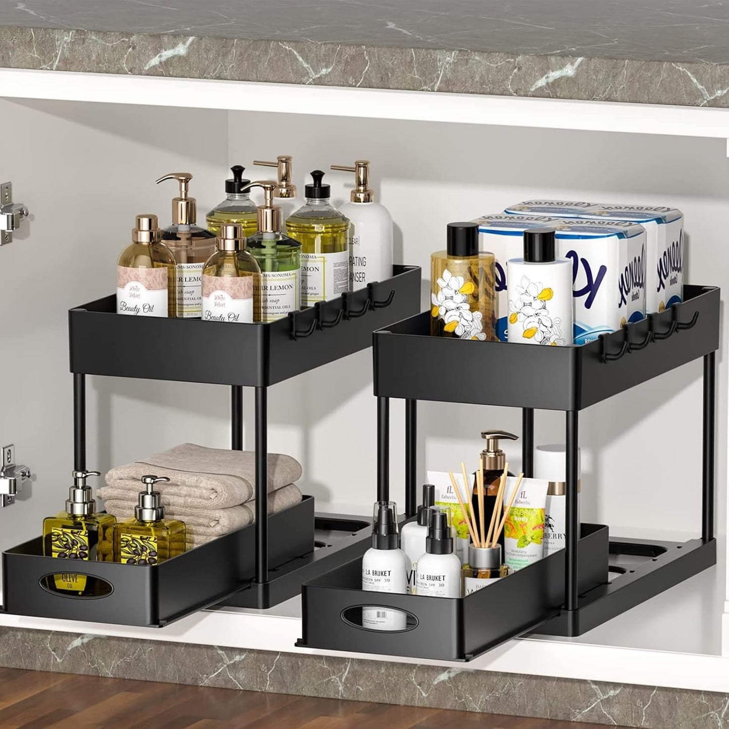 Wuciray Under Sink Organizer Storage 2-Pack with Sliding Drawer for Kitchen AU