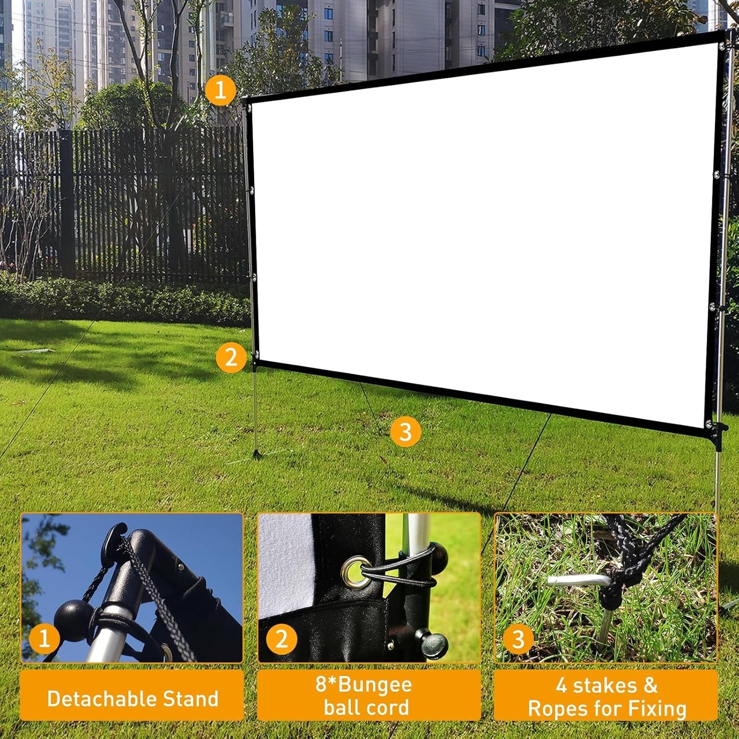 Yisigal 120 Inch Portable Projector Screen for Home Theater Outdoor AU DEMO