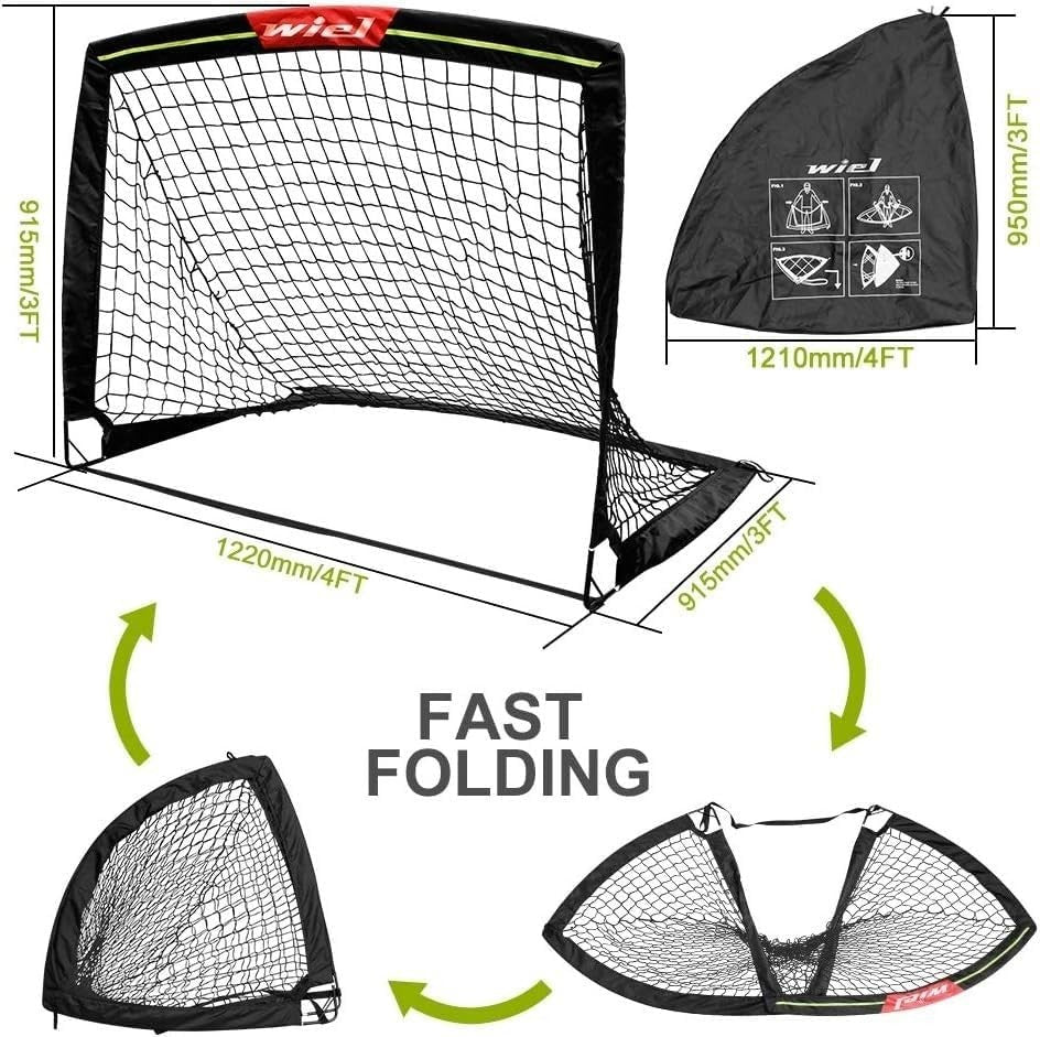 Wiel 4ft x 3ft Fold-Up Soccer Goals with Reflective Strips for Kids Australia