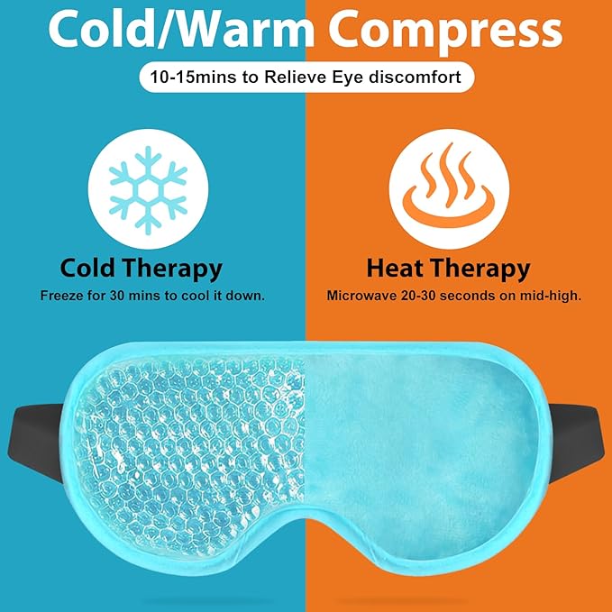 BeeVines 2 Piece Hot Cool Compress Gel Bead Eye Masks for Puffiness NEW