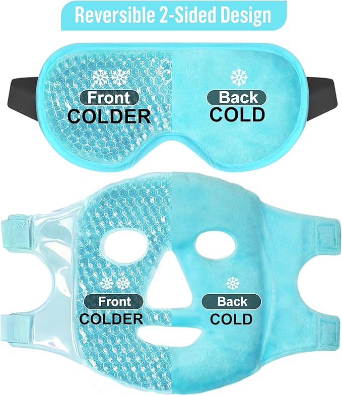 BeeVines 2 Piece Hot Cool Compress Gel Bead Eye Masks for Puffiness NEW
