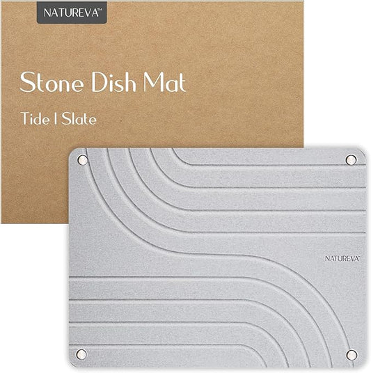 NATUREVA Tide Grey Slate Stone Diatomite Absorbent Counter Dish Mat NEW