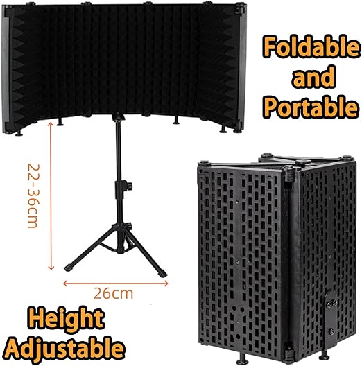 5 Panel Portable Ambient Reflection Filter Vocal Booth with Floor Stand NEW