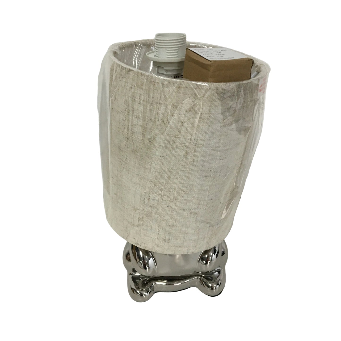 EOEYYOYB Set of 2 Glazed Ceramic Bulldog Linen Shade Table Lamp in Chrome NEW