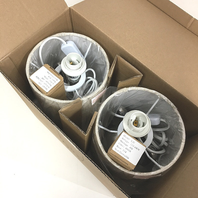 EOEYYOYB Set of 2 Glazed Ceramic Bulldog Linen Shade Table Lamp in Chrome NEW