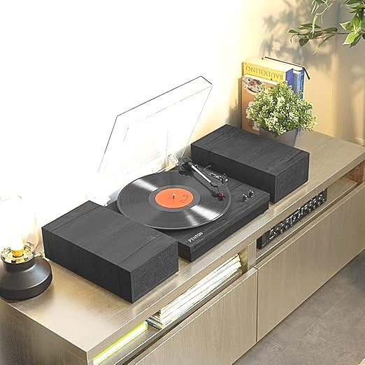 Fenton RP165B Retro Vinyl Turntable Record Player with Bluetooth in Black NEW
