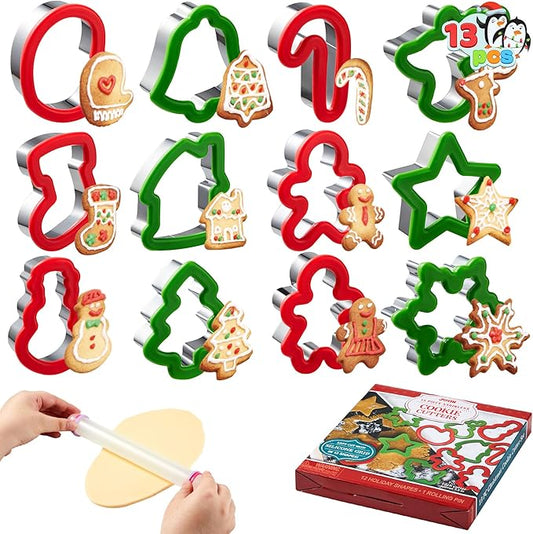 Joyin 13 Piece 3.5 Inch Christmas Cookie Mold Cutter Set with Grip NEW