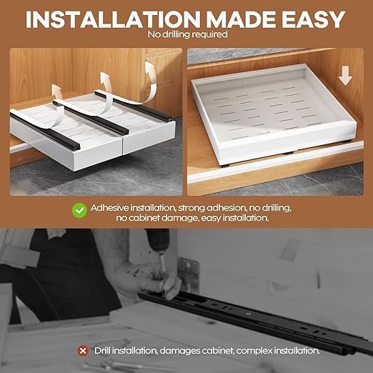 2 Pack Expandable White Slide Pull Out Cabinet Organiser 12.4-20.5 Inch NEW