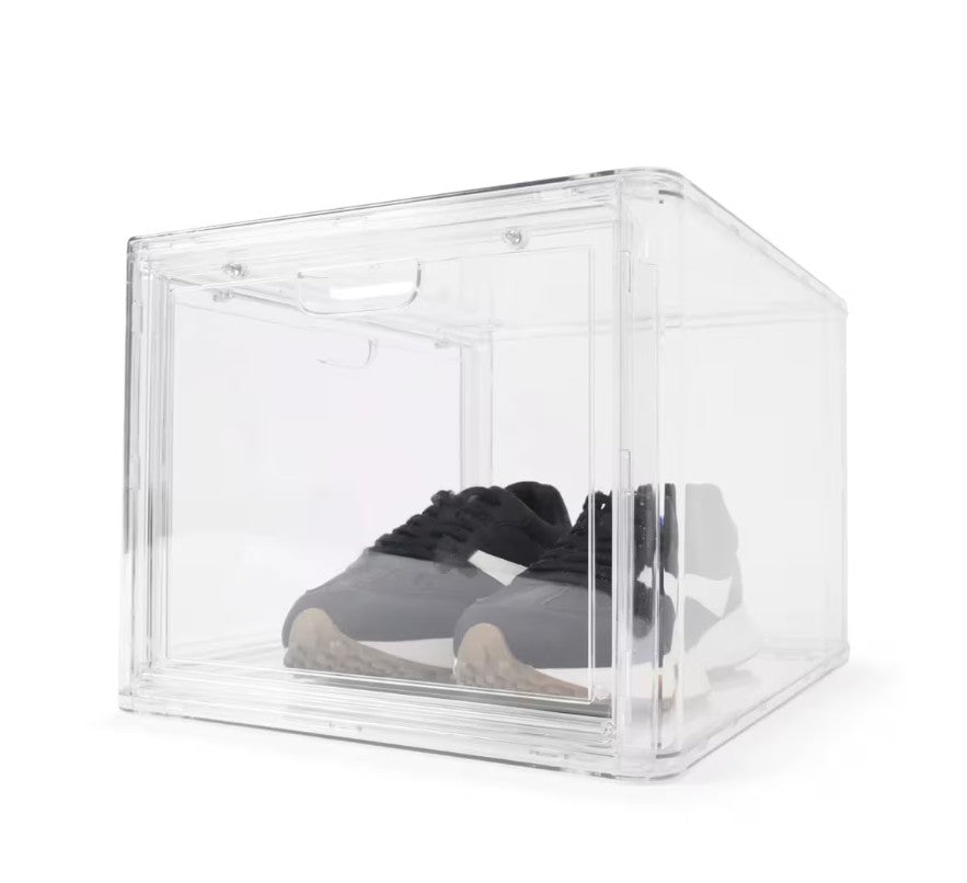 1 Piece Two Door Clear Acrylic Shoe Box Stackable Storage Organiser NEW