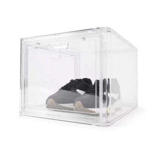1 Piece Two Door Clear Acrylic Shoe Box Stackable Storage Organiser NEW