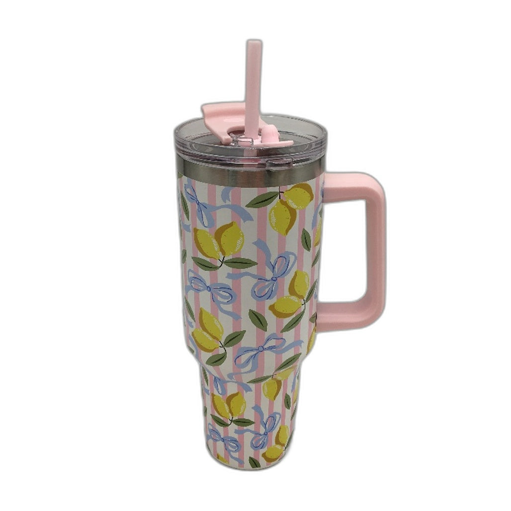 Lemon Bow 1.18L Jumbo Tumbler with Handle and Insulated Lunch Bag Bundle NEW
