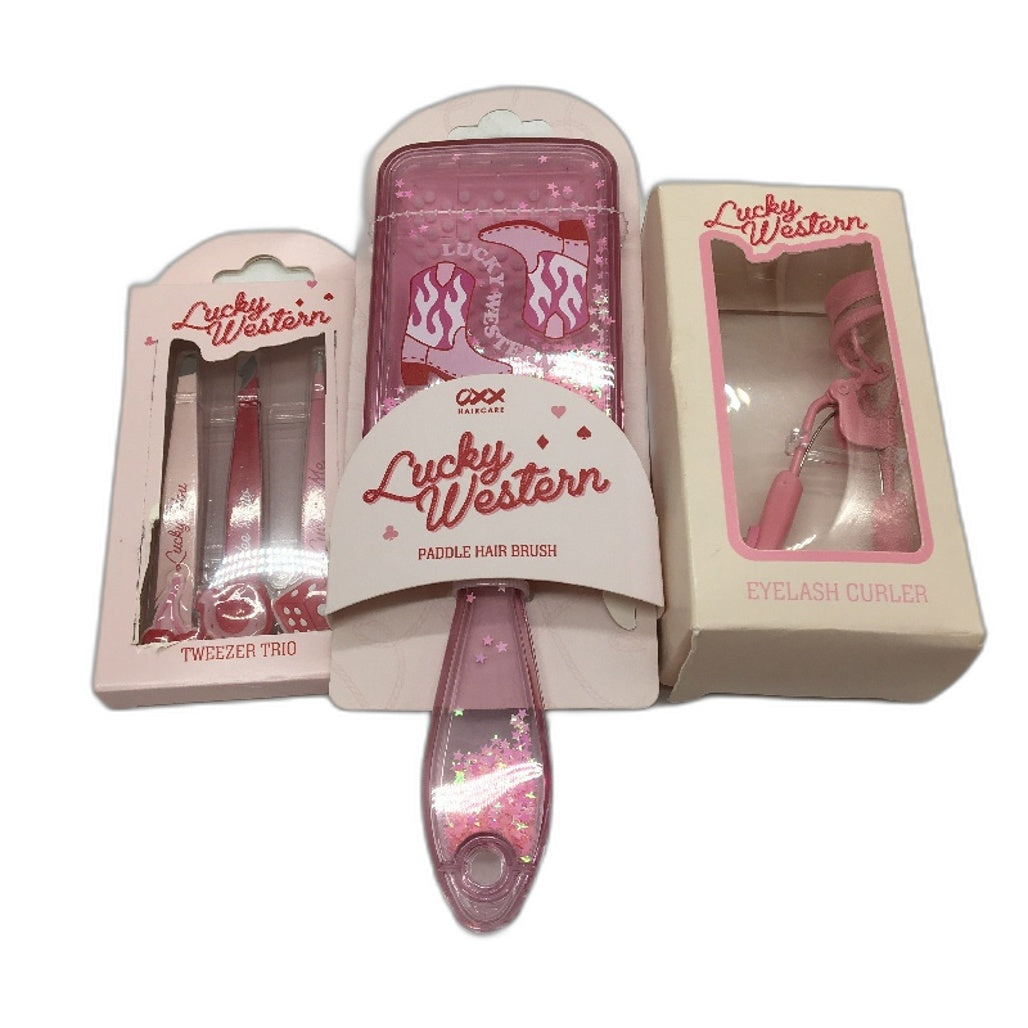 OXX 8 Piece Lucky Western Pink Cowgirl Beauty and Selfcare Bundle Pack NEW