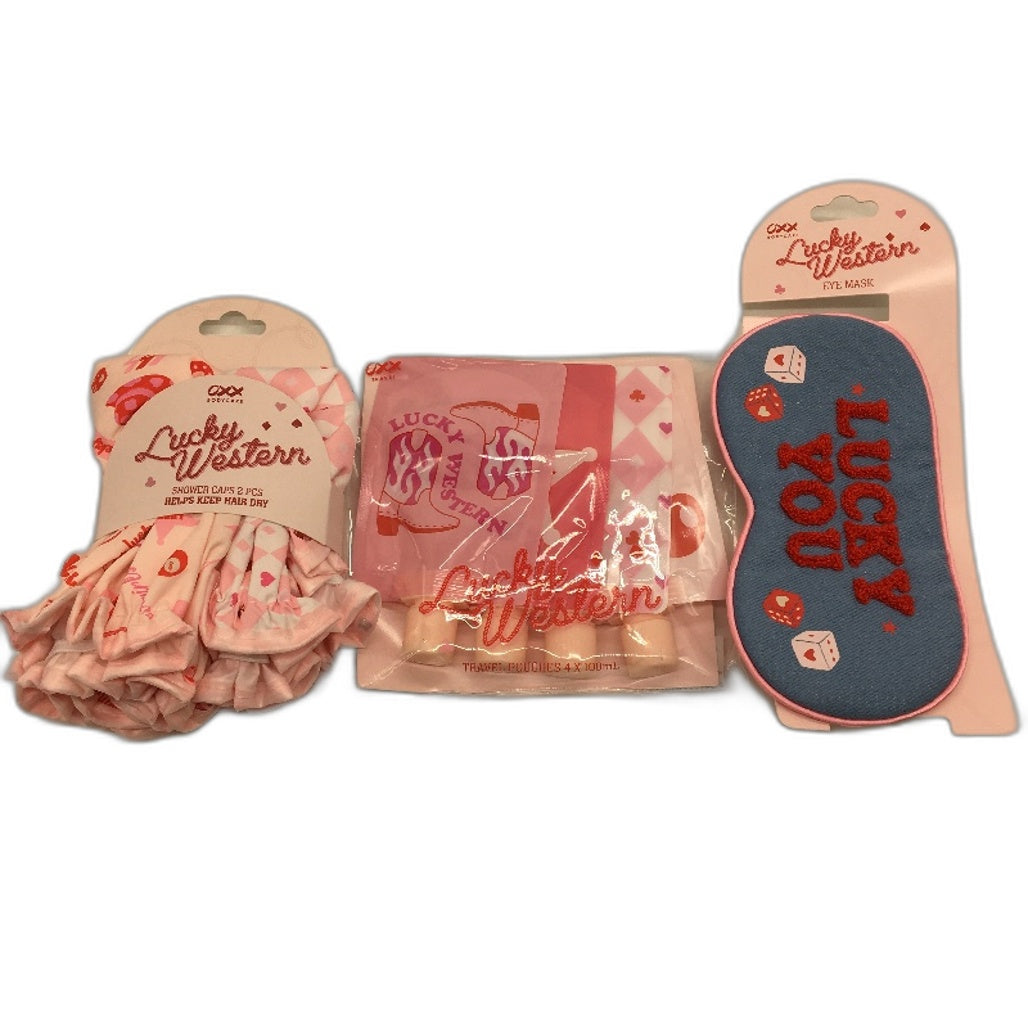 OXX 8 Piece Lucky Western Pink Cowgirl Beauty and Selfcare Bundle Pack NEW