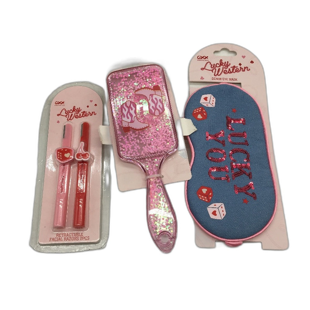 OXX 7 Piece Lucky Western Pink Cowgirl Beauty and Selfcare Bundle Pack NEW