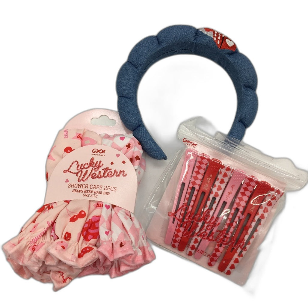 OXX 7 Piece Lucky Western Pink Cowgirl Beauty and Selfcare Bundle Pack NEW