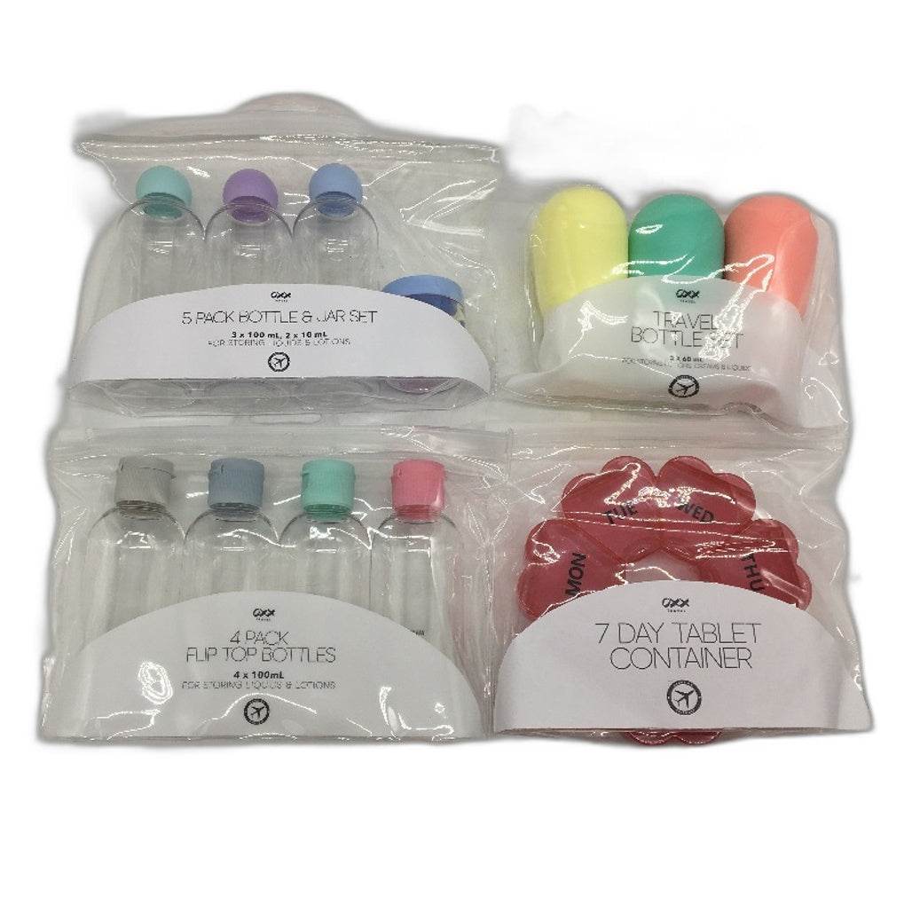 OXX 8 Piece Miscallaneous Travel Compliant Bottles and Containers Bundle NEW