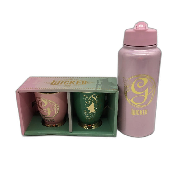 Wicked Glinda Pink 960ml Bottle and 2pc Mug Set Drinkware Bundle NEW