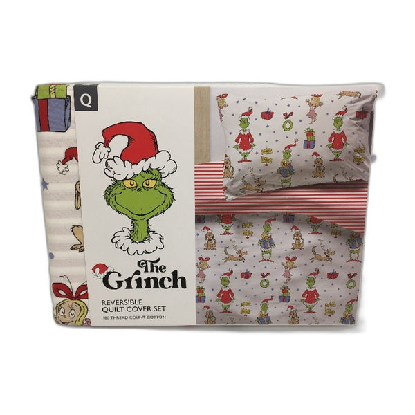 The Grinch 180 Thread Count Reversible Christmas Quilt Cover Set QUEEN Size NEW