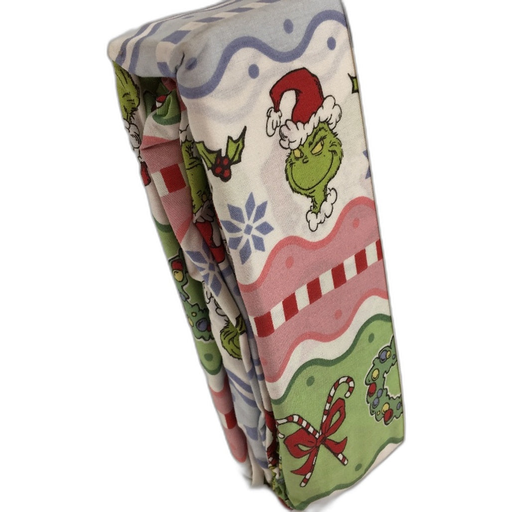 The Grinch 180 Thread Count Fitted Wavy Stripe Christmas Sheet Set DOUBLE NEW