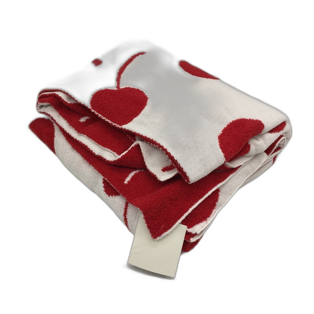 Target Jacquard Cherry Knit Pink Red Reversable Throw Blanket 127x152cm NEW